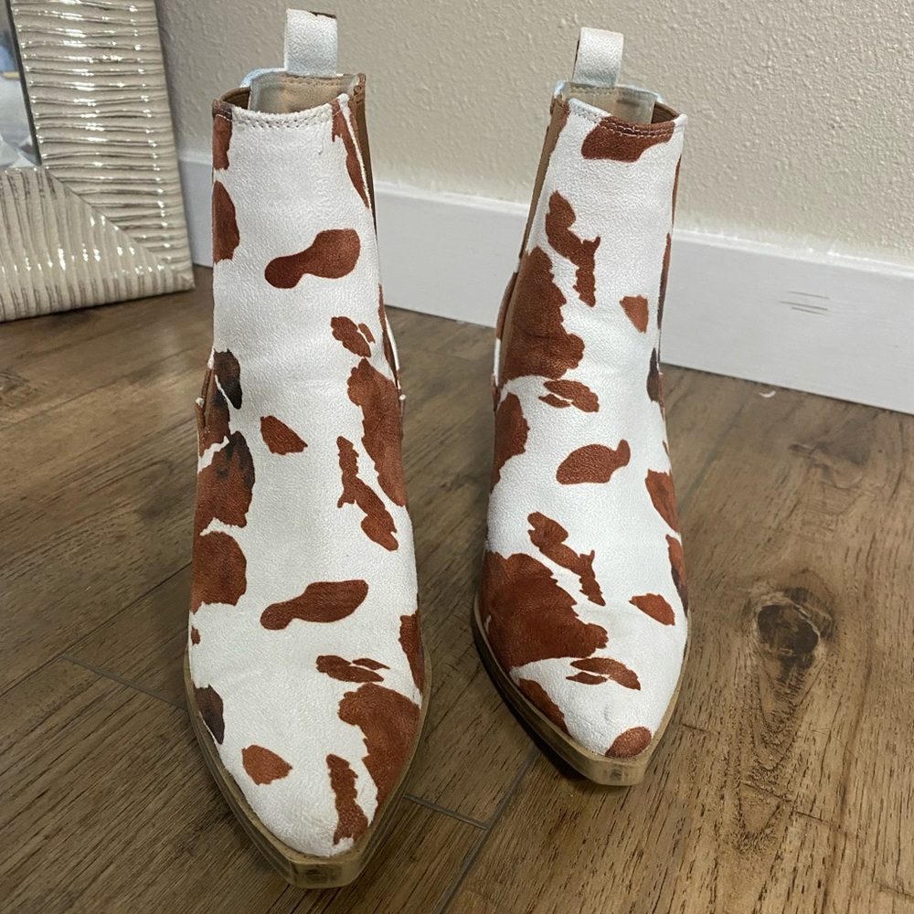 Cow Print Booties Size 7.5